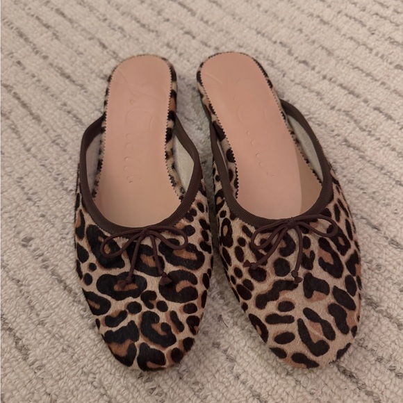 J.Crew Leopard Calf Hair Slides Size 8 - Picture 1 of 4